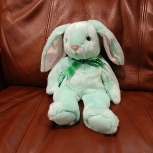 TY BEANIE BUDDY Hippity Mint Green Plush Bunny with Bow